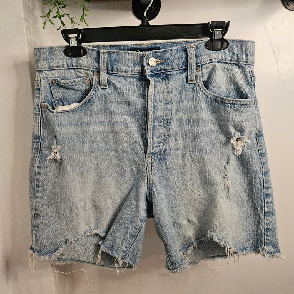 Gap Denim Womens High Rise Cheeky Midi Shorts 10/30 Button Fly Jorts